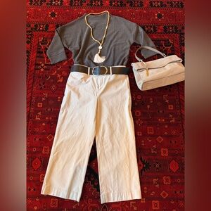 LOFT Wide leg canvas /cropped pants